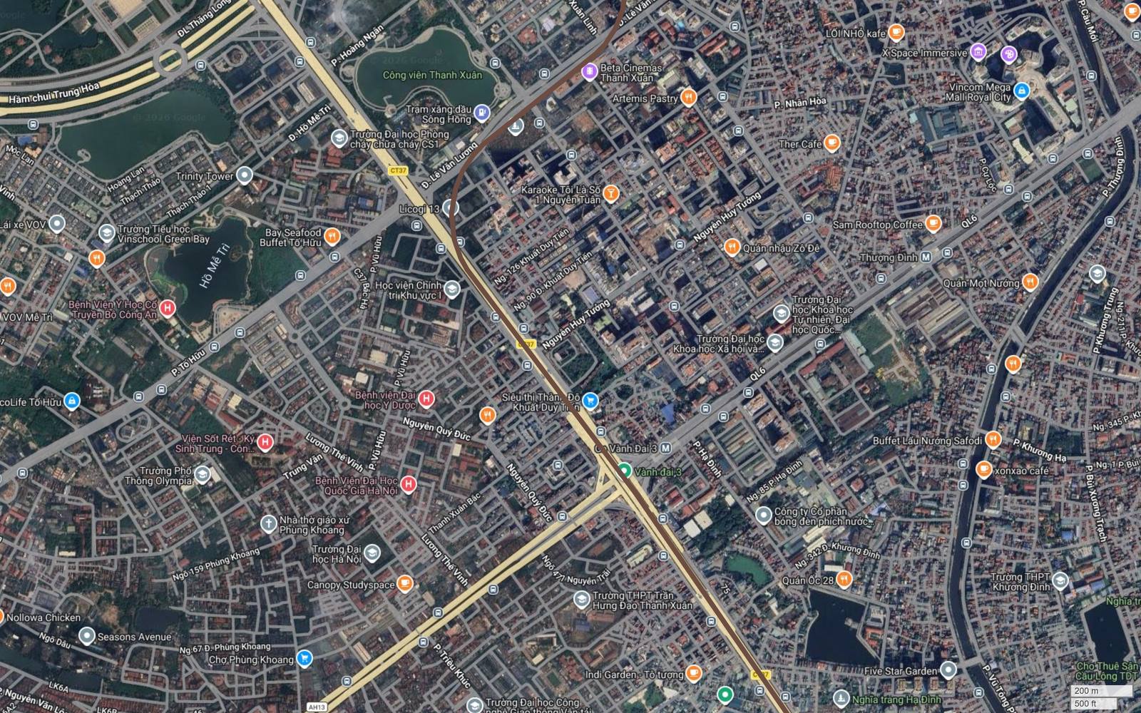 Hành lang metro số 7 nhập Vành đai 3 tại Khuất Duy Tiến, đi qua khu vực nhà ga Vành đai 3 của tuyến 2A Cát Linh - Hà Đông đang vận hành
